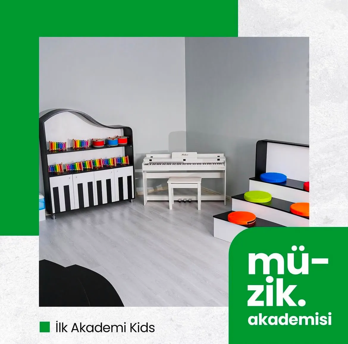 Piyano ve ritim aletleriyle müzik akademisi